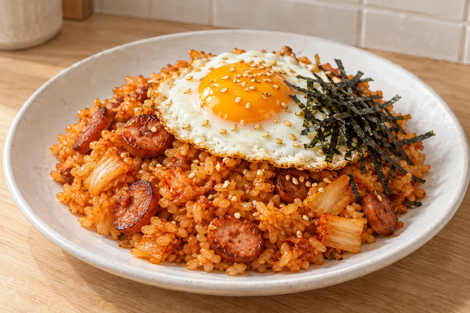 김치볶음밥 완성 모습을 표현한 AI 일러스트