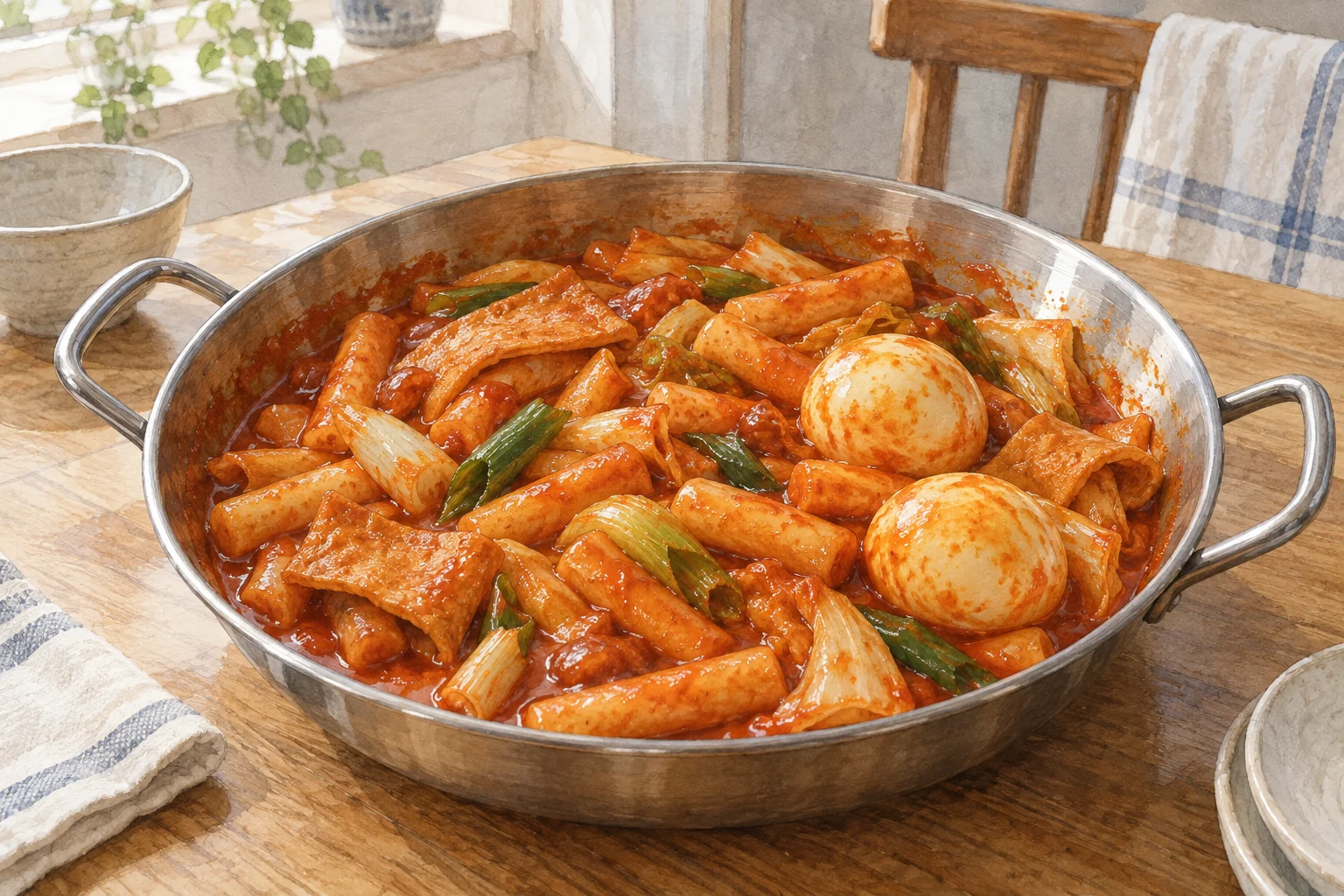 떡볶이 완성 모습을 표현한 AI 일러스트